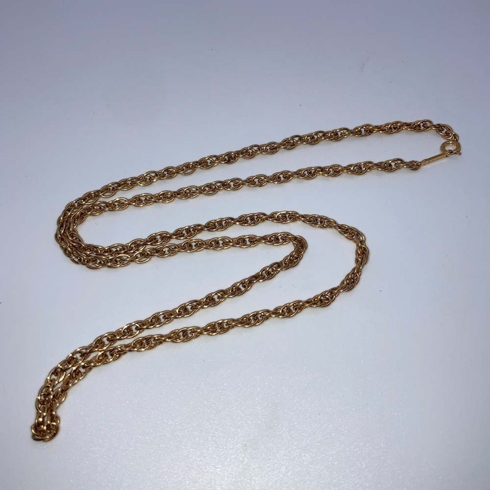 Vtg Dorlan D’Orlan Gold Plated Twisted Rope Chain 26” Length / 4mm Width
